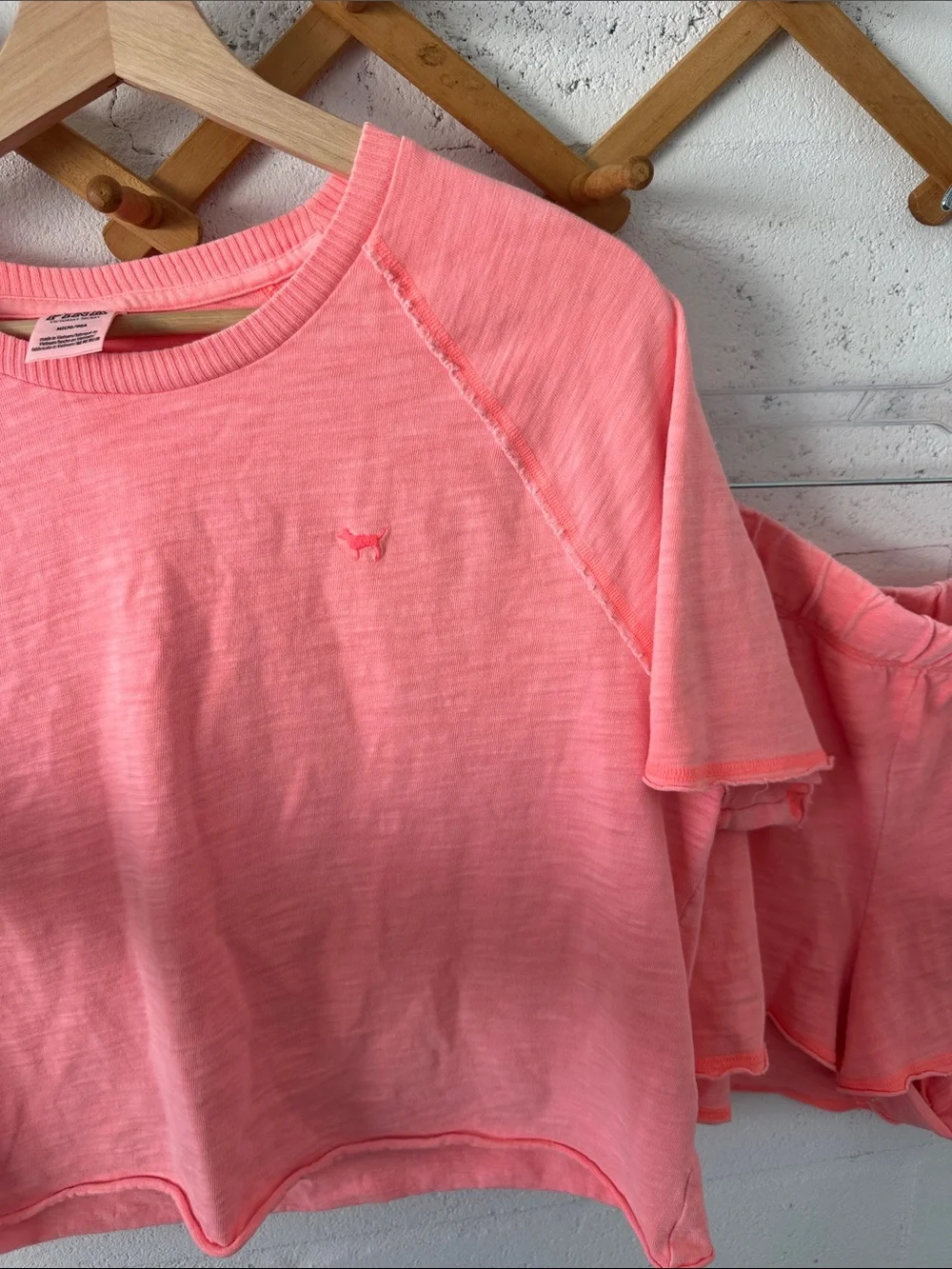 Neon peach PINK Two-Piece short Set